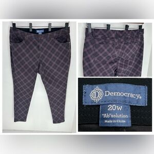 Democracy AB Solutions Purple Plaid Skinny Jeans Size 20W Grunge Office 40x29.5